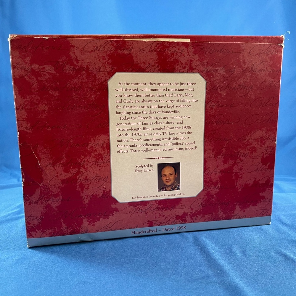 NWT 1998 Hallmark Keepsake The Three Stooges Larry, Moe, and Curly ornaments - Picture 3 of 14